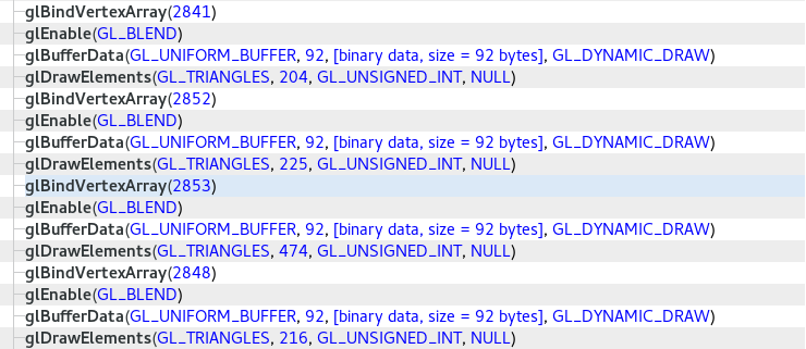 QApitrace showing repeated calls to glEnable(GL_BLEND)